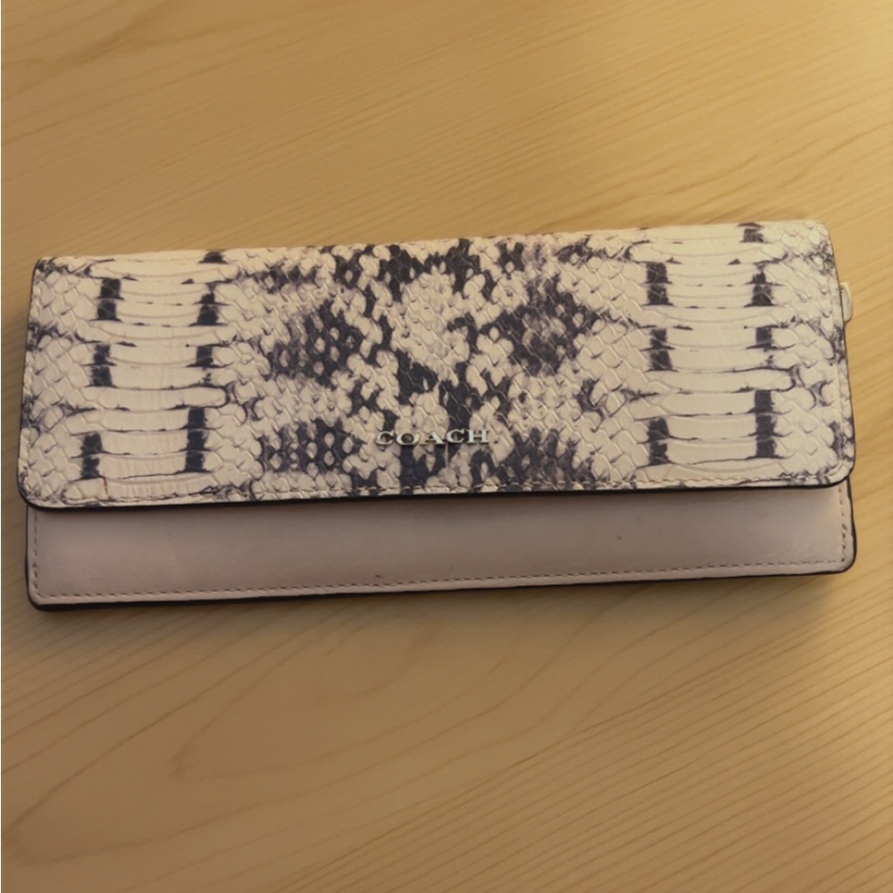 Coach Snakeskin Pattern Wallet - Black and Pale Pink